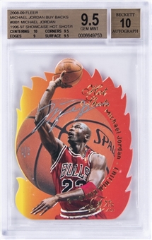 2008/09 Fleer "Michael Jordan Buy Backs" (1996/97 Showcase "Hot Shot") #BB1 Michael Jordan (#1/1) – BGS GEM MINT 9.5/BGS 10